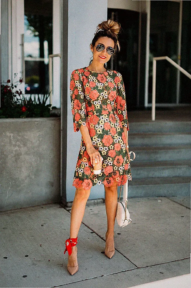 Dolce & Gabbana Rare Floral Crochet Lace A-Line Dress IT40