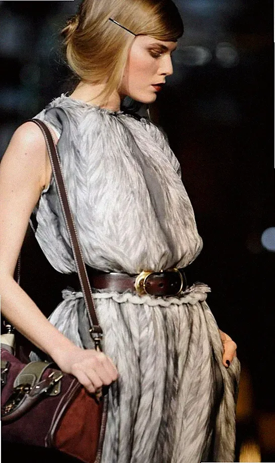 Dolce & Gabbana Runway FW2008 Kleid Seide Chiffon Abstrakt Puff Rüschen IT40
