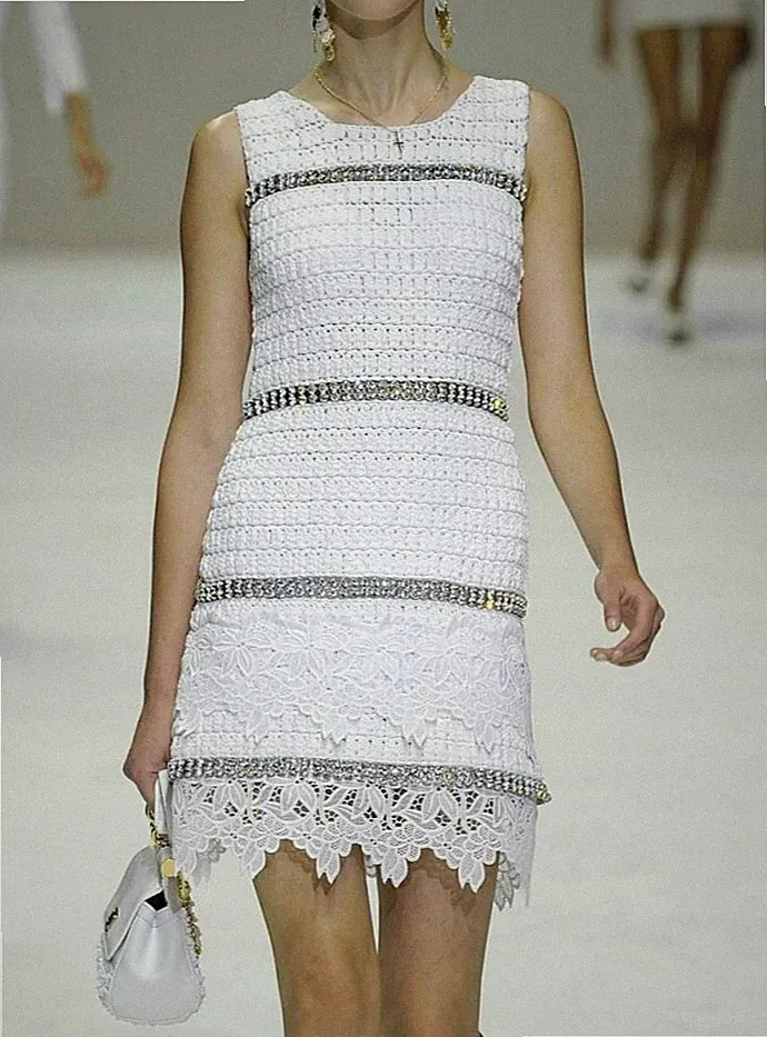 Dolce & Gabbana Runway FW2011 Beaded Cotton Knit A-Line Dress IT42