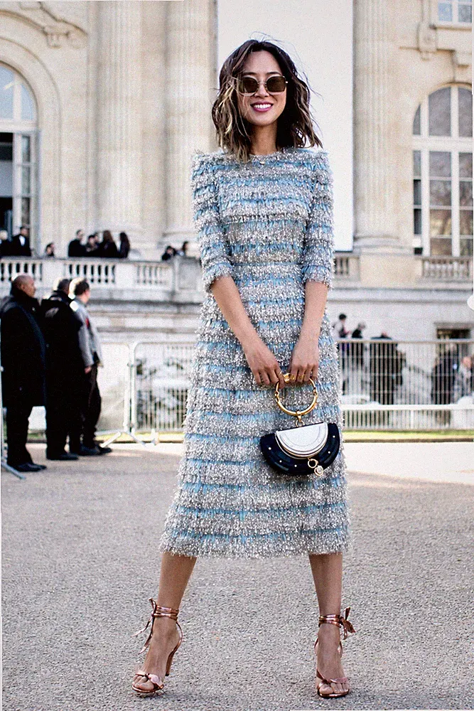 Dolce & Gabbana Runway FW2016 Fringe Lurex Light Blue Rare Maxi Dress IT40