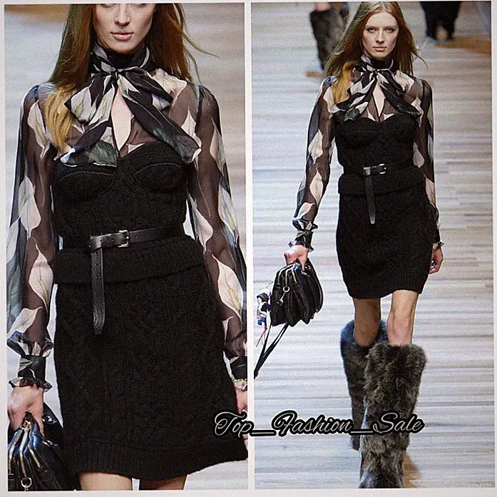 Dolce & Gabbana Runway Korsett Trägerlos D&G FW2010 Wolle Schwarz Kleid IT42