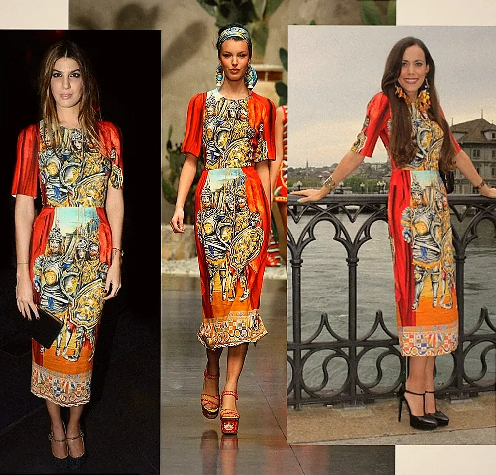 Dolce & Gabbana Runway SS2013 Knights Print Cady Etuikleid Designer Kleid IT40