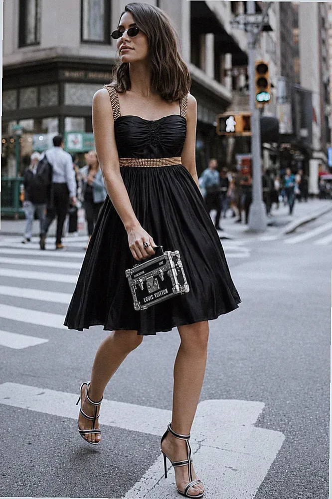 Dolce & Gabbana Schwarz Seide Satin Bustier Bestickt Gold Metall Kette Kleid...