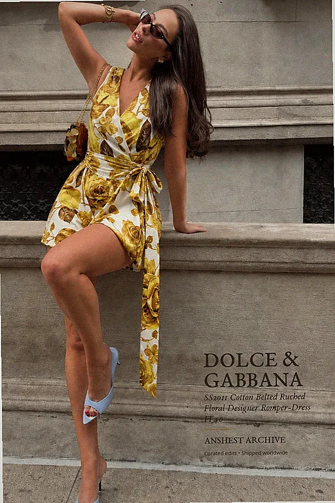Dolce & Gabbana SS2011 Baumwolle Gürtel Rüschen Blumen Designer Strampler-Kle...