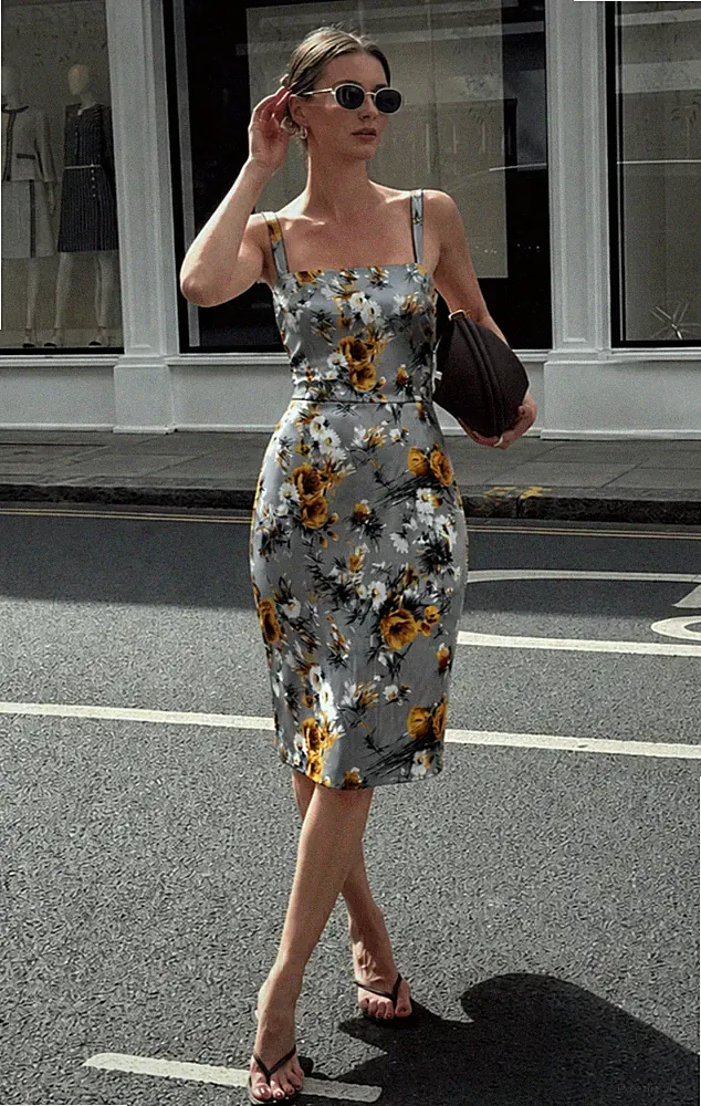 Dolce & Gabbana SS2011 Bodycon-Kleid Blumenmuster Spitze getrimmt Seide Etui...