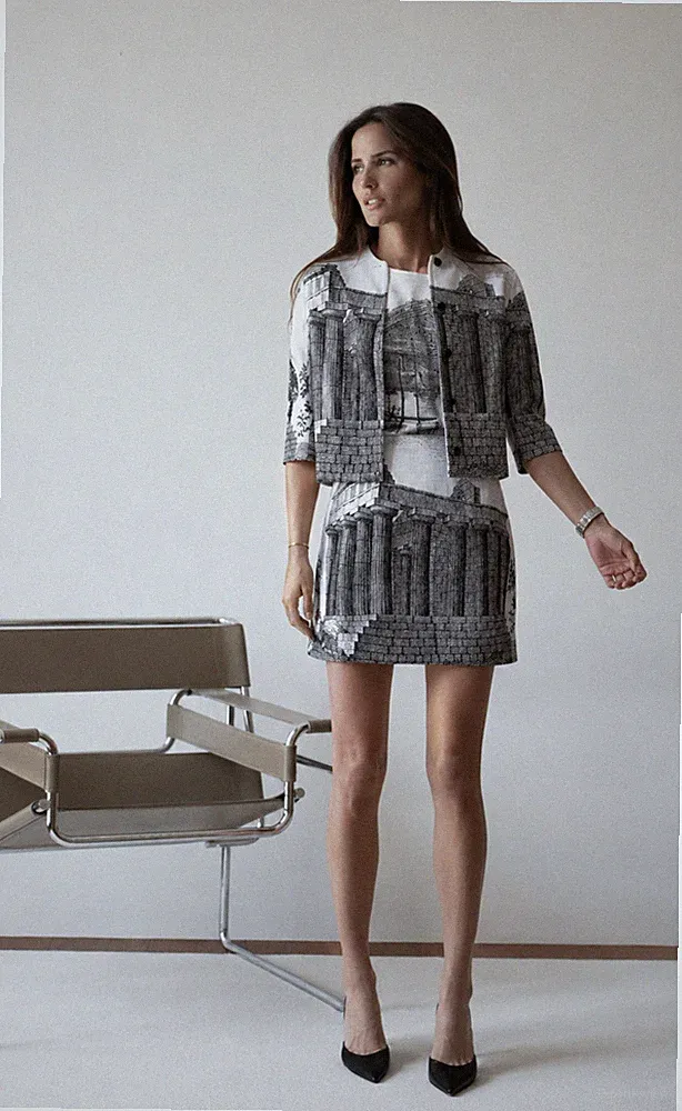 Dolce & Gabbana SS2014 Greek Temple Print Jacket Top Rock Set Dress-Look IT40