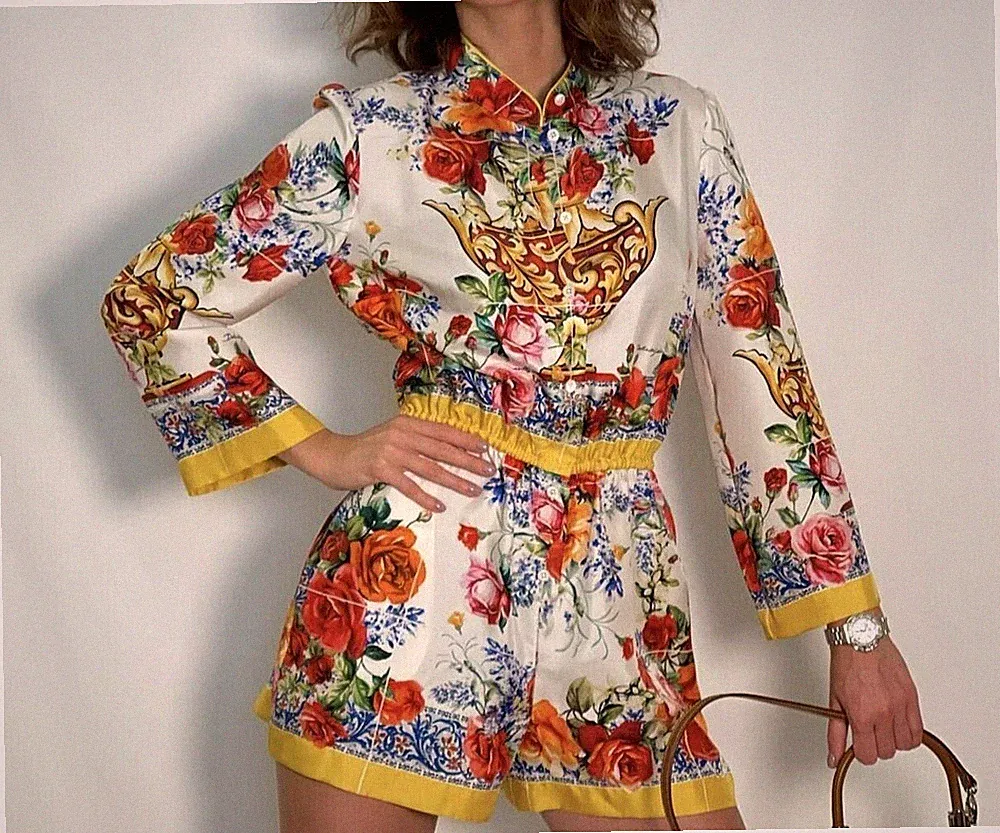 Dolce & Gabbana SS2016 Majolika Vasen Blumenmuster Seide Strampler-Kleid IT38