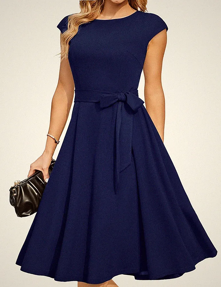 DRESSTELLS Cocktailkleider für Damen UK, Frühling formell Hochzeitsgast L, marine