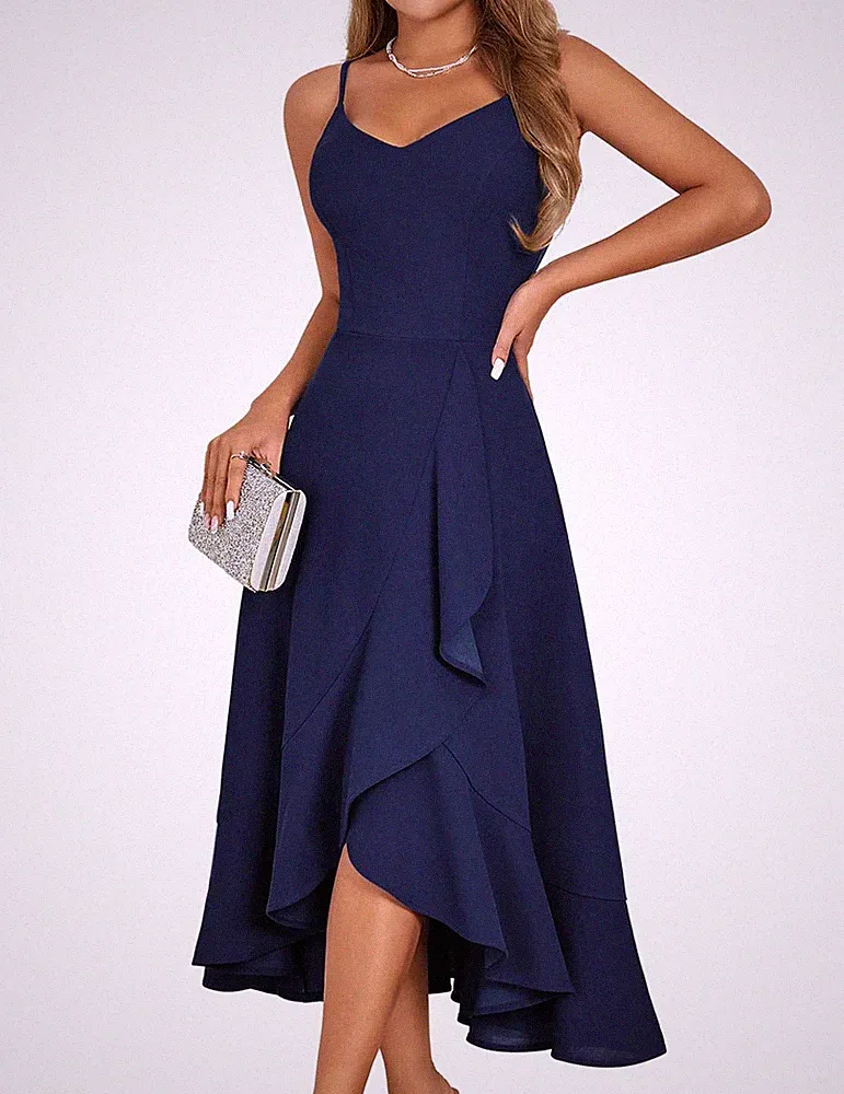 DRESSTELLS Damen Cocktailkleid, Frühling formell Hochzeit Gast Kirche M, marine