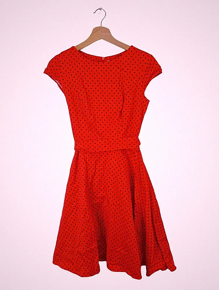 DRESSYSTAR A-Linien Kleid Damen Kleid Gr. DE 36 rot Casual-Look