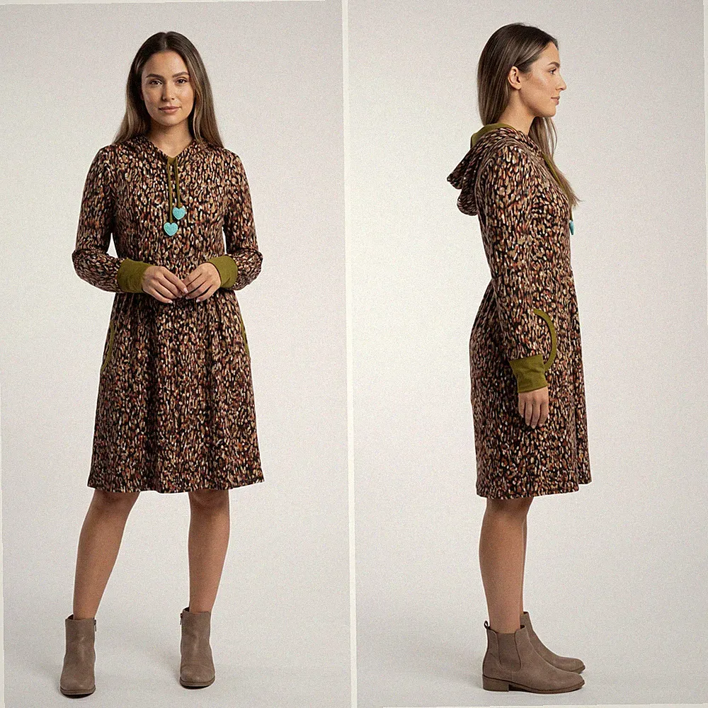 Du Milde Kleid Barbaros Army Kapuze Langarm Grün Xs S M L XL Bequem und fair