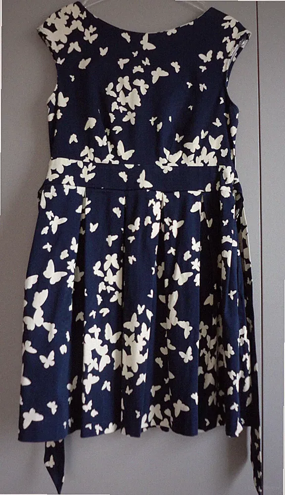 dunkelblaues Sommerkleid mit Schmetterlingen von CLOSET Damen, Größe 40 (UK 14)
