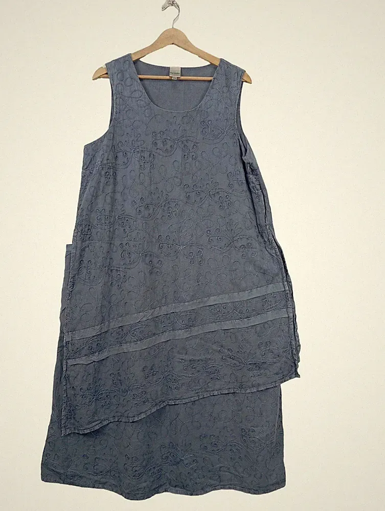 DW-SHOP A-Linien Kleid Damen Kleid Gr. DE 44 blau Casual-Look