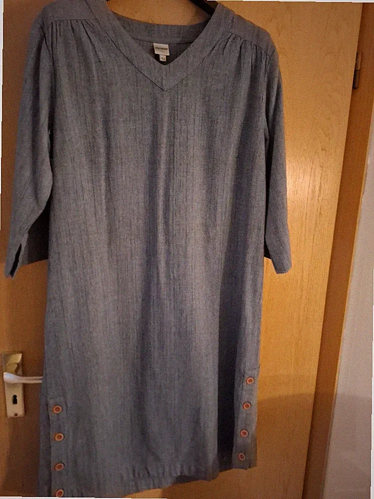 DW-SHOP A-Linien Kleid Damen Kleid Gr. DE 46 blau Casual-Look Neuwertig