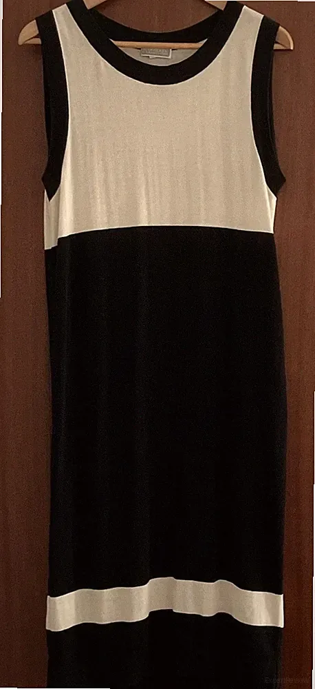 e'boutique Damen Etuikleid Midi gestreift ärmellos Rundhals schwarz/weiß 38