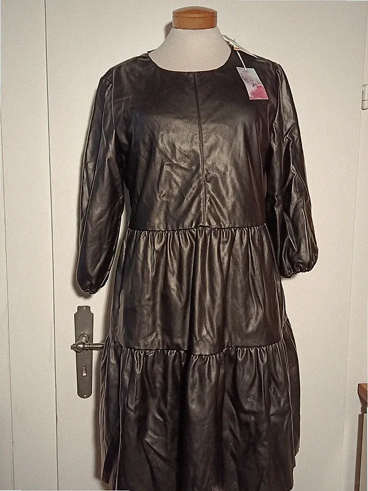 Eco Lederkleid Kleid Gr. M Heine Mrs & Hugs A Linie schwarz NP 129,99