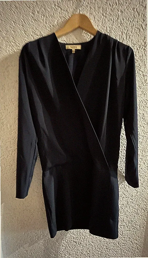 Edles, elegantes Etuikleid, Gr. 36,dunkelblau, enger Rockteil, oberteil in Lagen