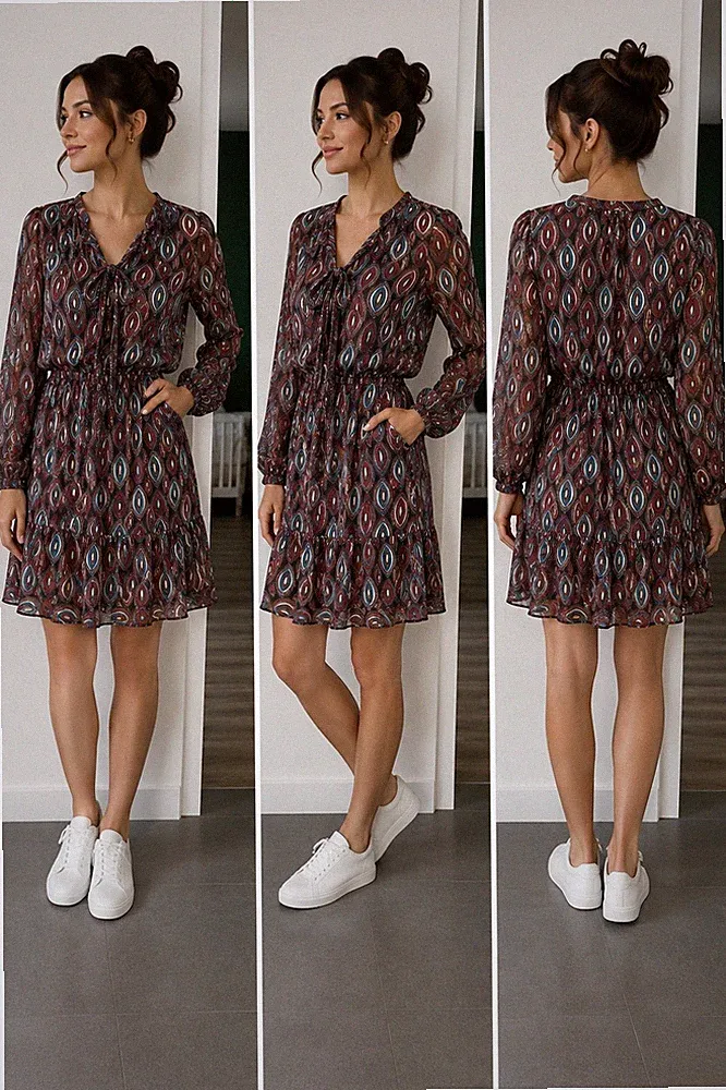 Edles langärmliges Kleid, Gr. XS