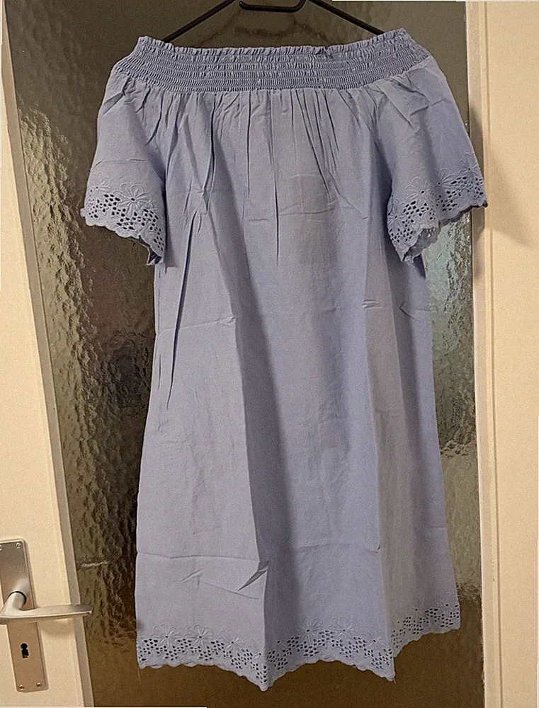 EIGHT2NINE FACTORY Damen Off-Shoulder A-Linien-Kleid Spitze Blau Gr. S