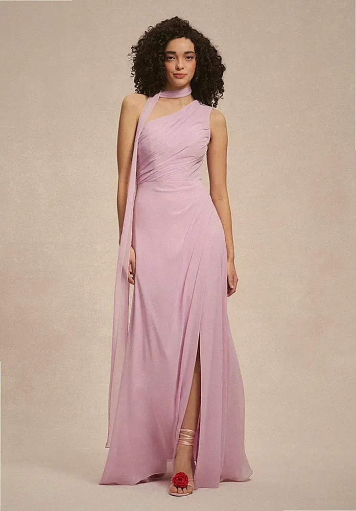 Ein-Schulter Abendkleid Brautjungfern Party 32-48 Schwarz Rot Rosa Blau Lila