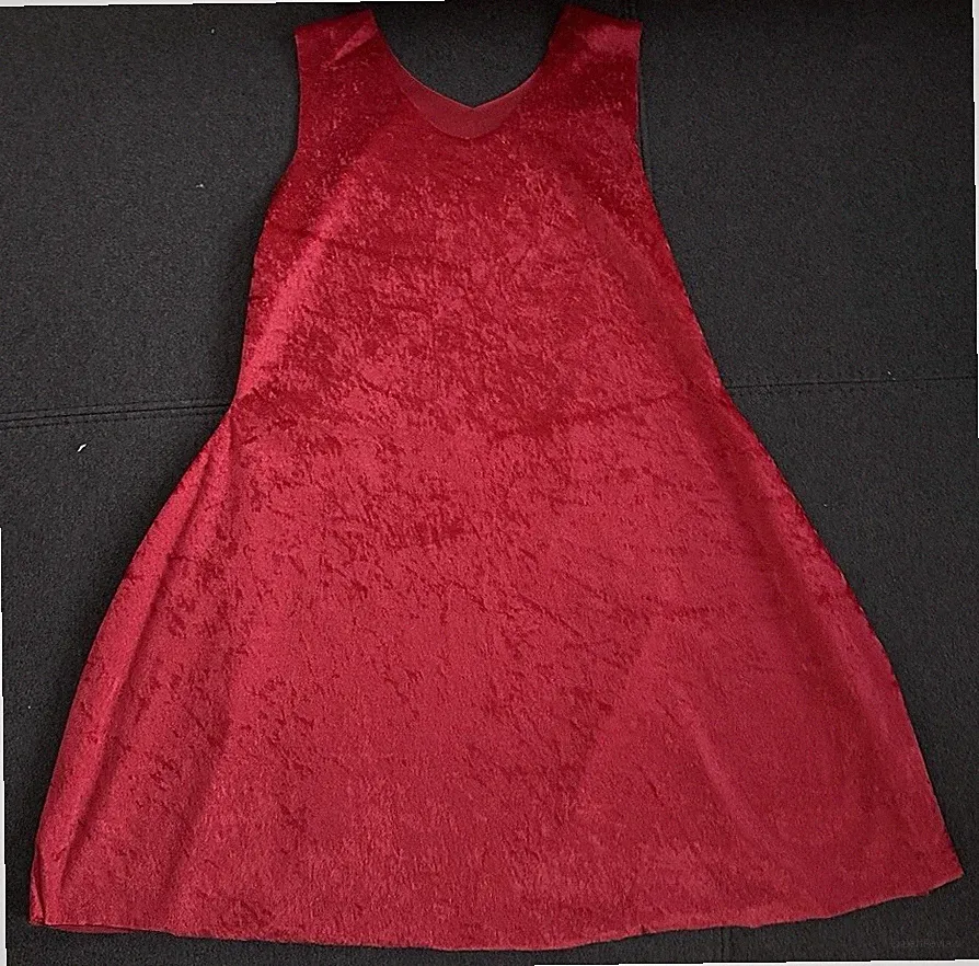 Einfaches Kleid Aus Pannesamt Genäht Rot 170/176/36 DIY Basic Kostüm Karneval