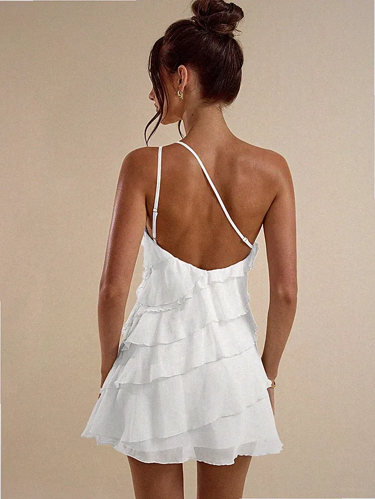 Einfarbiges apricotfarbenes kurzes Damenkleid mit A Linie