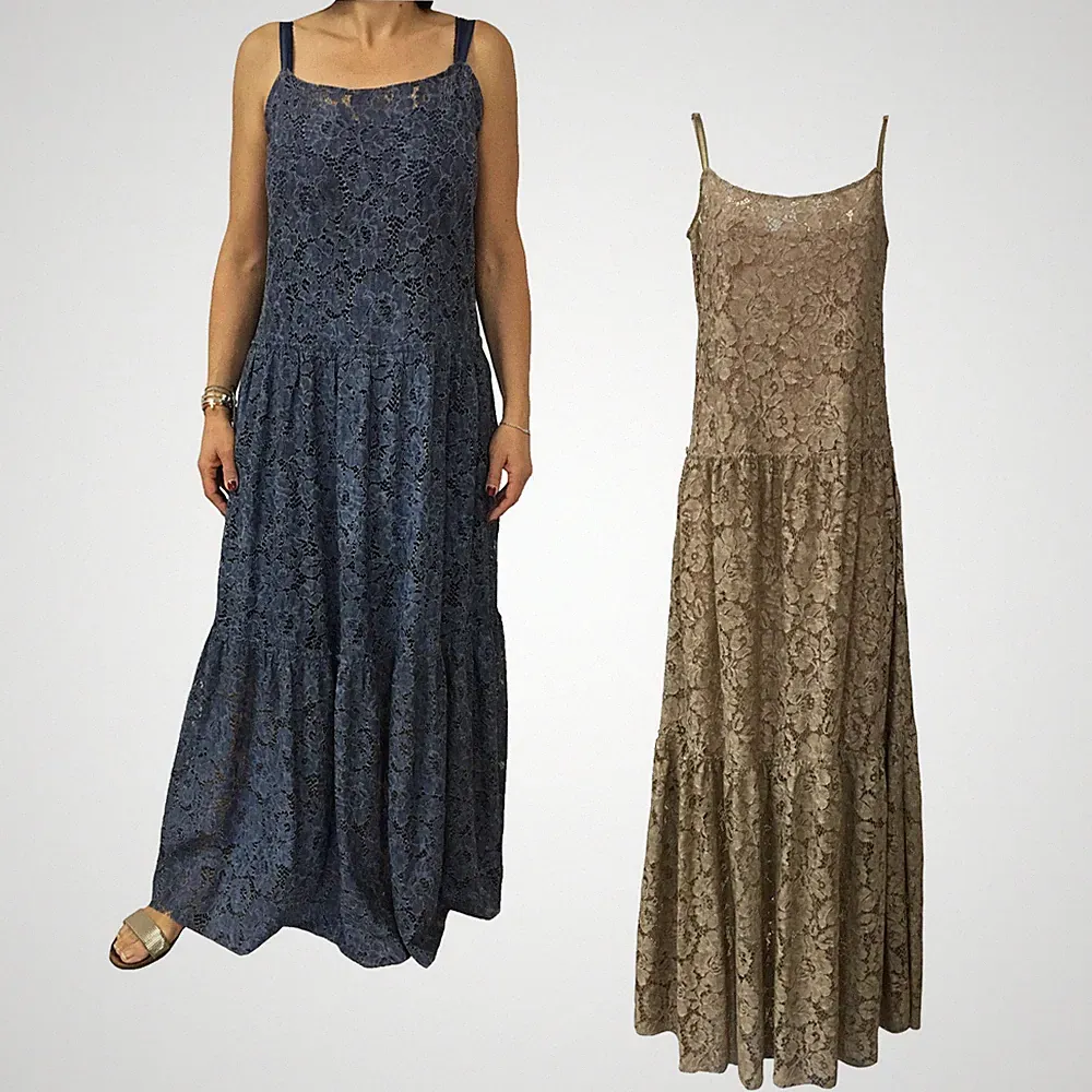 EISWEISS Damen Kleid Spitze Delave Mod VICTORIA MADE IN ITALY