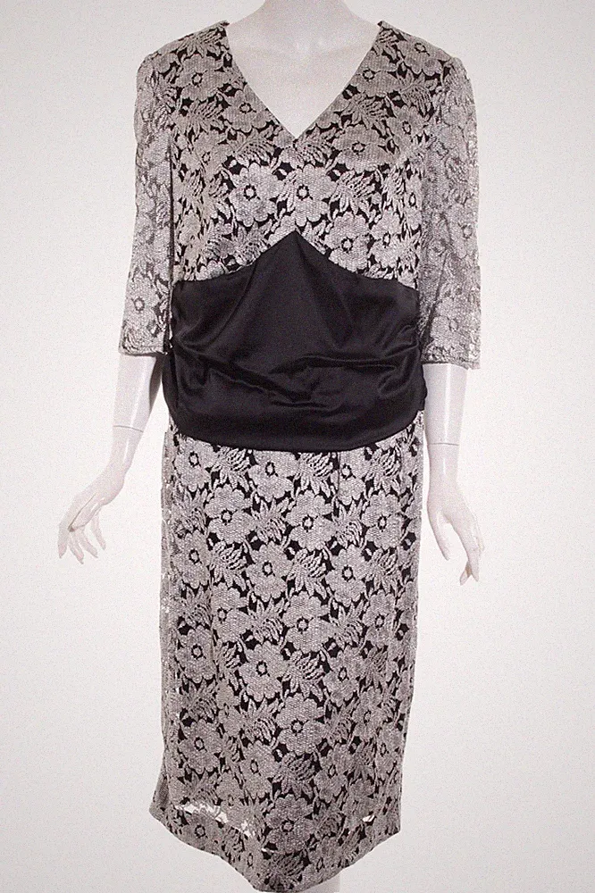 ELéGANCE PARIS Etuikleid Damen Kleid Gr. DE 46 schwarz-silberfarben Elegant