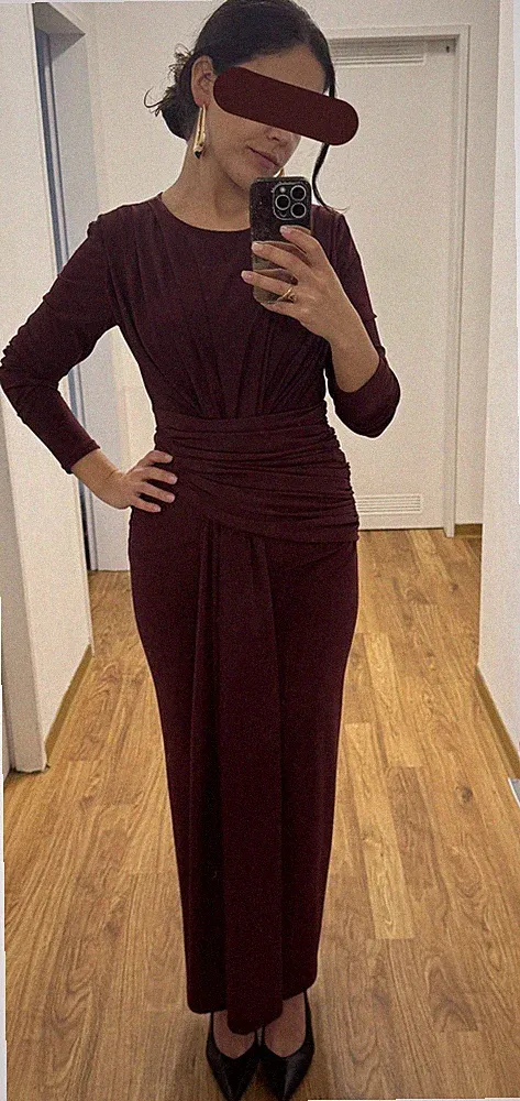 Elegante Langes Kleid Hochzeitsgast rot bordeaux*