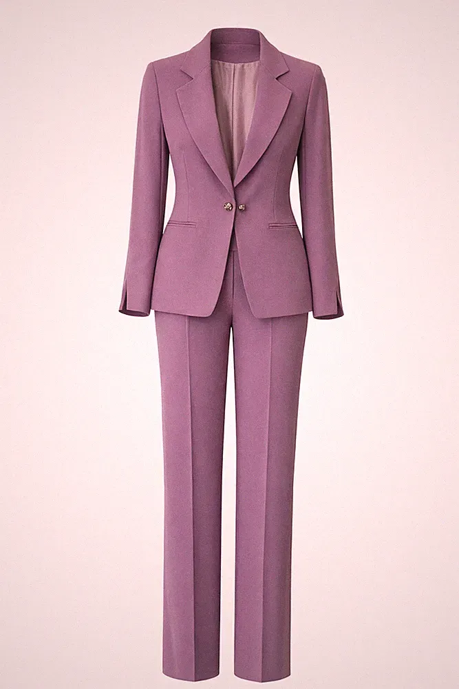 Eleganter Damen Anzug mit Metallic-Detail Longjacke und Palazzohose