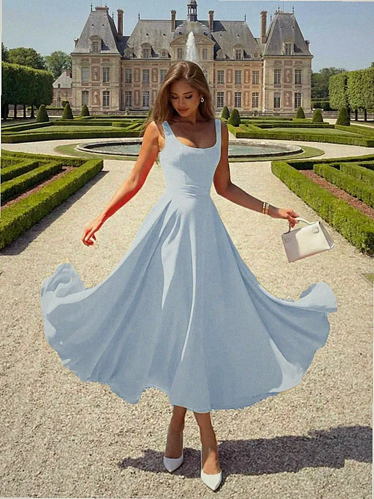 Elegantes A Linien Kleid für Damen in Blau