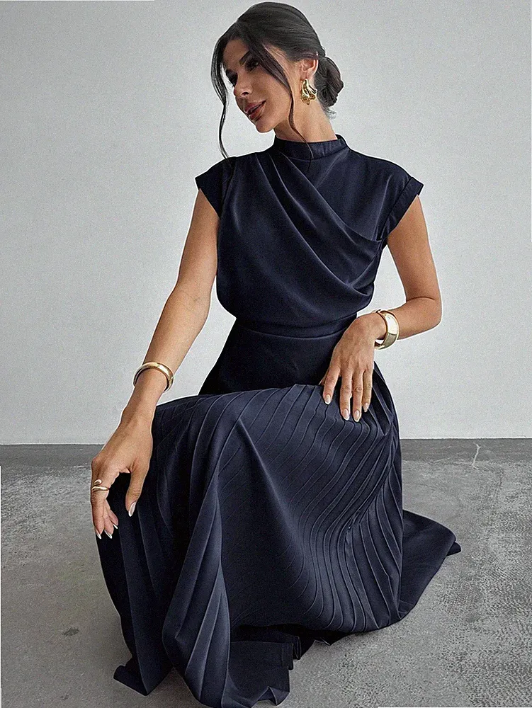 Elegantes A Linien Kleid für Damen in Marineblau