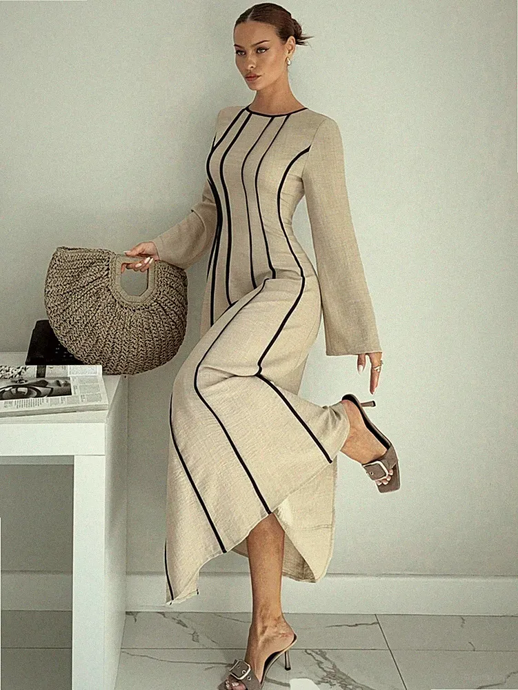 Elegantes A Linien Kleid für Damen mit Farbblockdesign