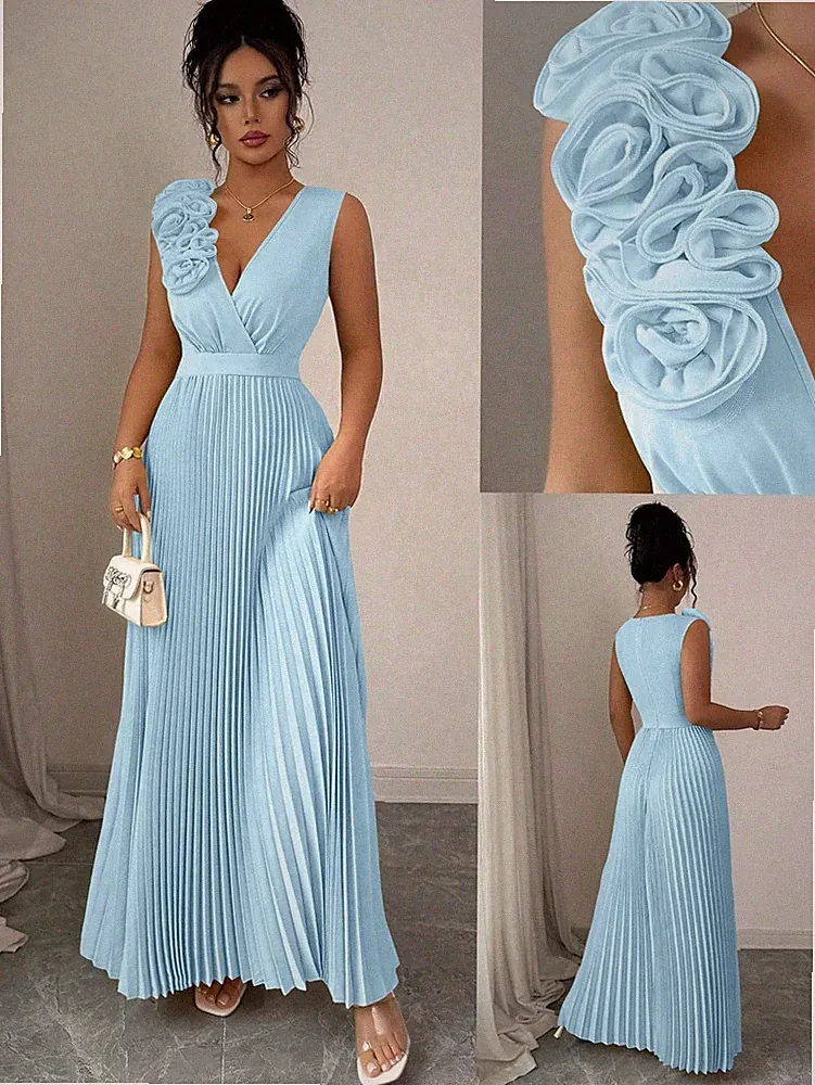 Elegantes A Linien Kleid mit V Ausschnitt in Lavendel