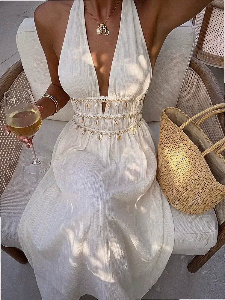 Elegantes A Linien Sommerkleid für Damen in Aprikosenfarben