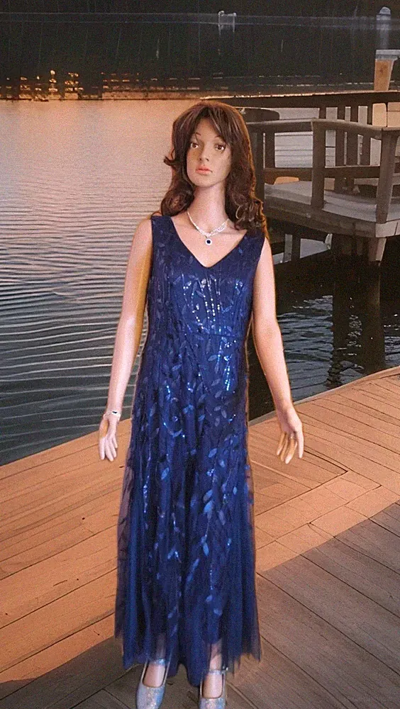 Elegantes Abend-/Ballkleid für Hochzeit, Abschluss, Schützenfeste Gr. 0XL Blau