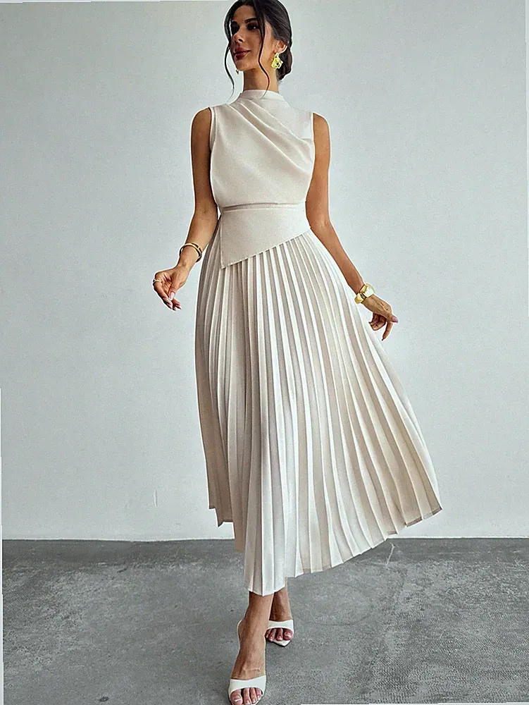 Elegantes ärmelloses A Linien Sommerkleid in Aprikose für Damen