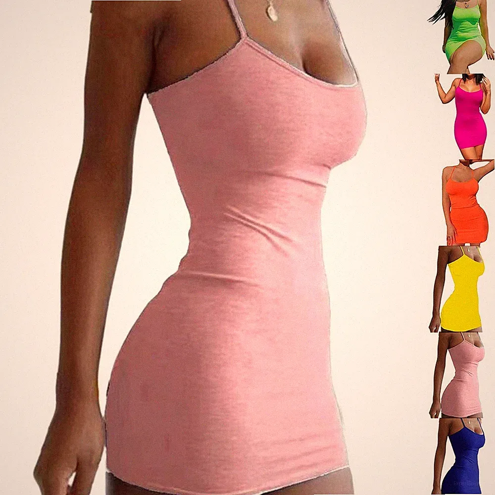 Elegantes Camisole solides Etui Sommerkleid für modische Nachtoutfits