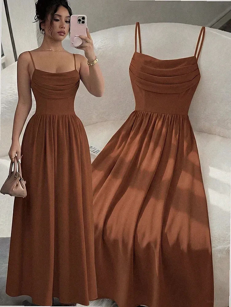 Elegantes Chiffon Kleid mit Spaghettiträgern für Hochzeitsgäste