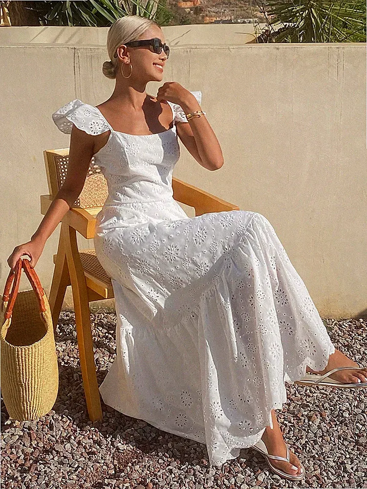 Elegantes Damen Hochzeitsgast Kleid in Weiß