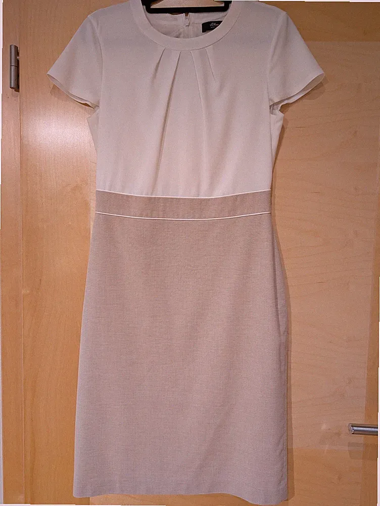 Elegantes Etuikleid in weiß/beige Gr.34
