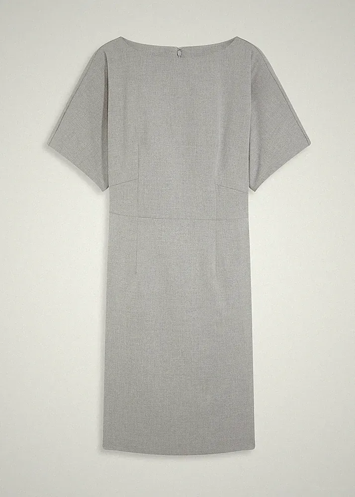 elegantes Etuikleid mit Flügelärmeln Gr. 42 Grau Meliert Damen-Kleid Neu*