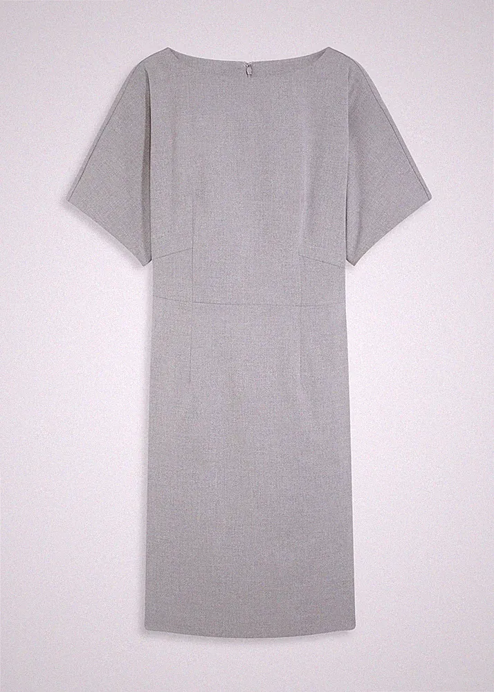 elegantes Etuikleid mit Flügelärmeln Gr. 48 Grau Meliert Damen-Kleid Neu*