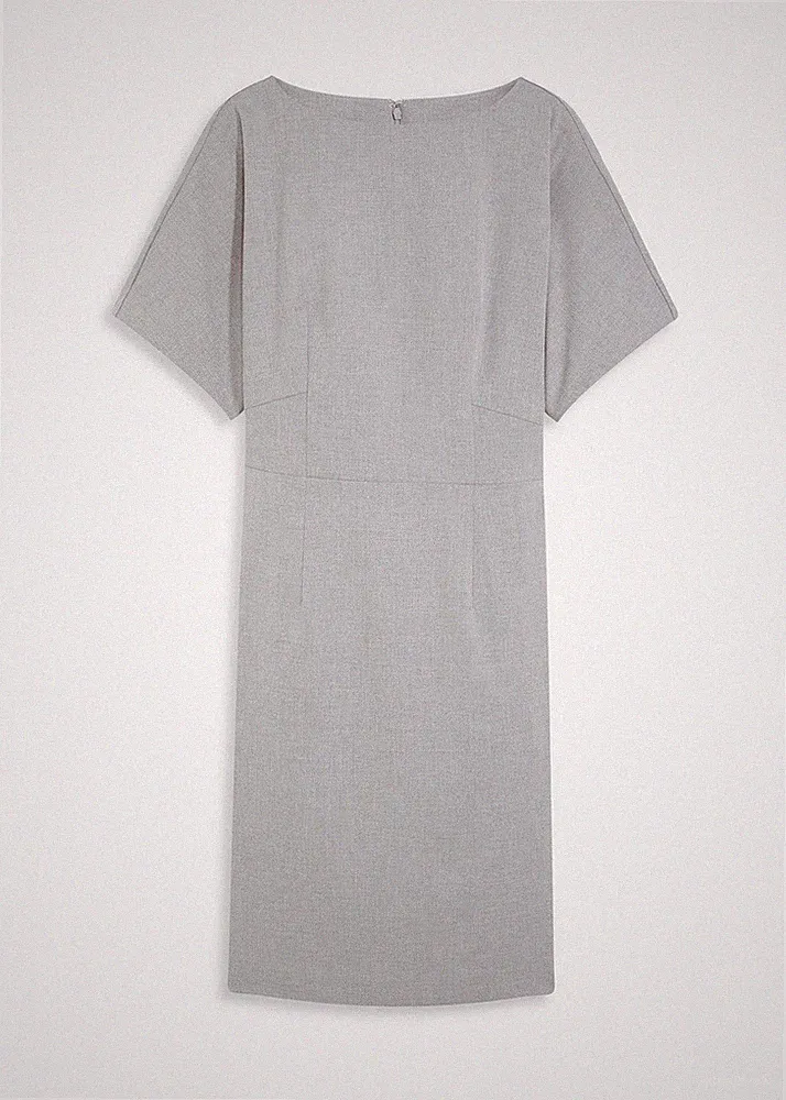 elegantes Etuikleid mit Flügelärmeln Gr. 50 Grau Meliert Damen-Kleid Neu*