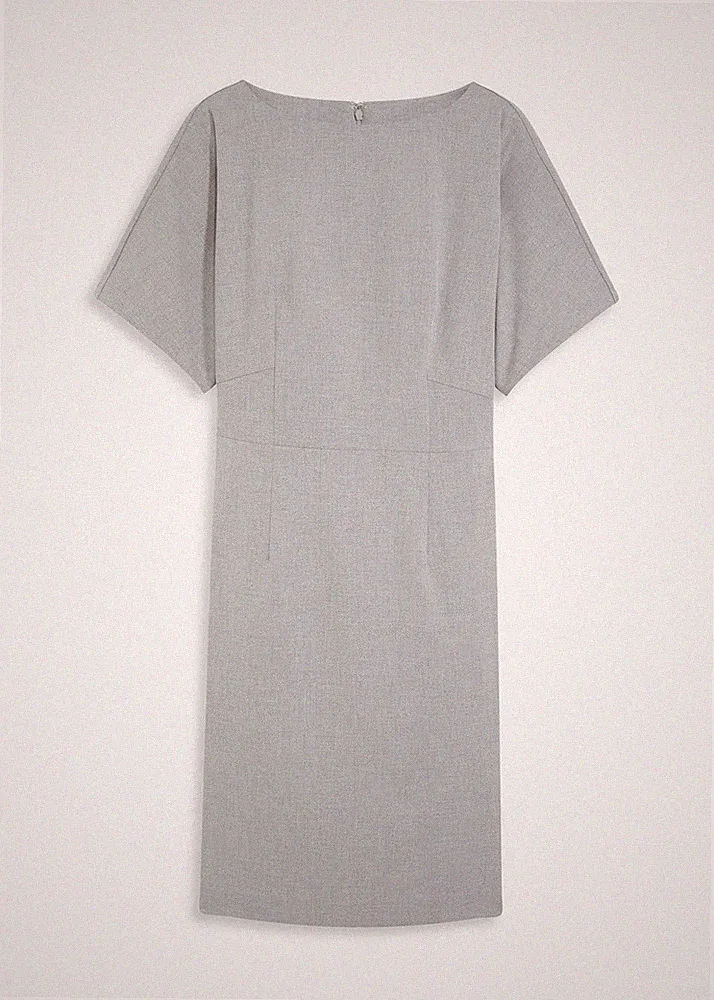 elegantes Etuikleid mit Flügelärmeln Gr. 52 Grau Meliert Damen-Kleid Neu*