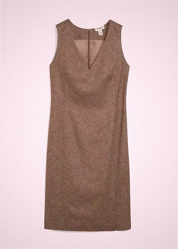 elegantes Etuikleid mit Wolle Gr. 40 Dunkelbraun Damen-Kleid Ärmellos Neu*