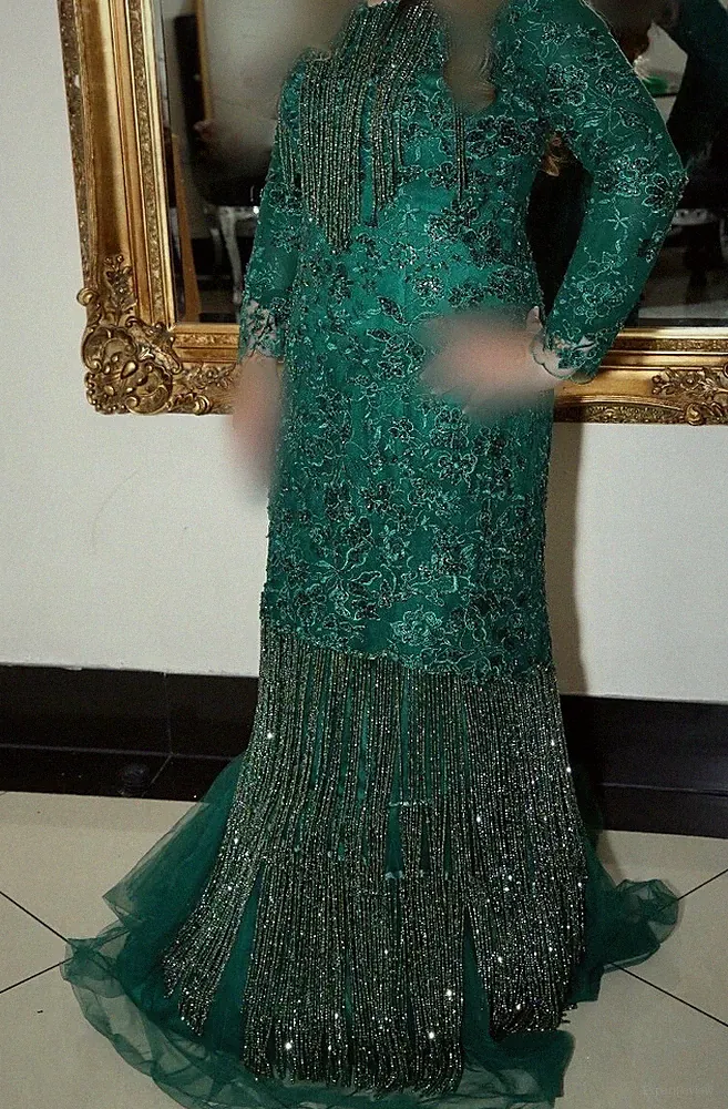 Elegantes grünes Abendkleid Nikkah Verlobung Hochzeit Brautkleid