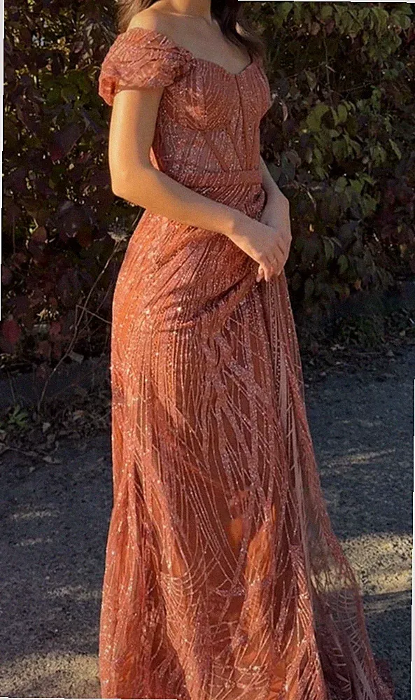 Elegantes Hochzeitsgast-Kleid In Rostrot