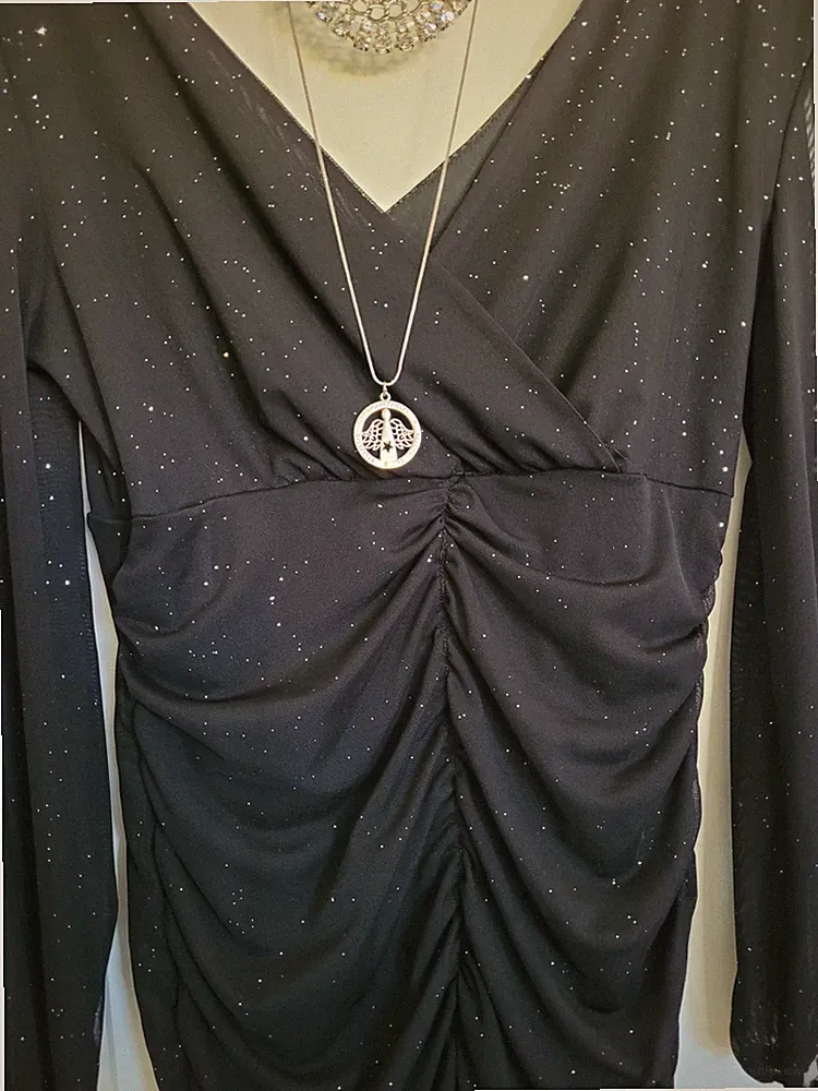 Elegantes Kleid für Feierlichkeiten, Hochzeit etc Gr 40 schwarz mit Raffung