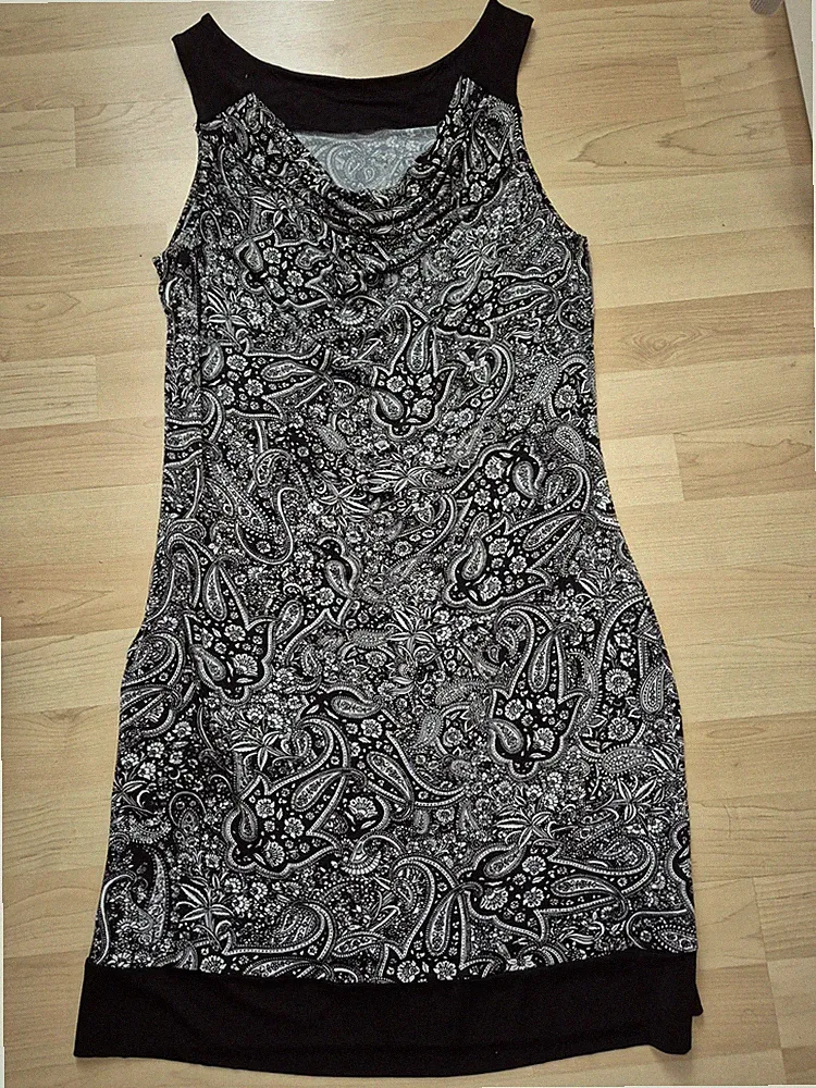 ⚠️ Elegantes Kleid Gr. S/M Stretch Schwarz/weiß Wasserfall-Ausschnitt Sommer